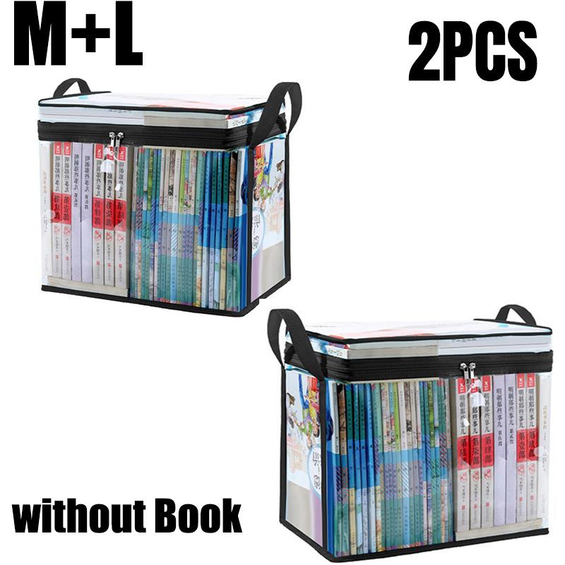 Foldable Book Box Student Textbook Organizer Bag Large Capacity Transparent Storage Box Portable Zipper Waterproof Sundries