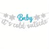 Winter Wonderland Party Decorations Christmas Snowflake Pull Flag Banner