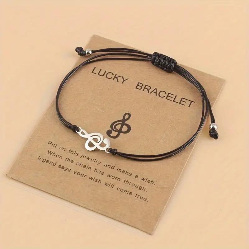 

JYL TS Bracelet Music Note Handmade Weave Inspires Creativity & Harmony Black braided rope music symbols венеціанські червоний колір