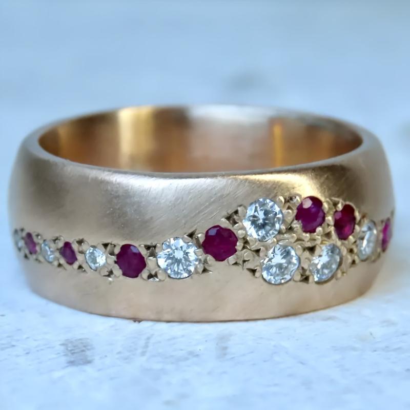 Luxury Aesthetic Inlaid White Red CZ Women's Ring Sparkling Gold Color Geometry Daily Wear Party Jewelry Anniversary Gift