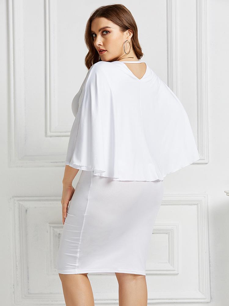 Elastic Batwing Plus Size Backless Dress - European & American Style Hip-Hugging Women's Fashion