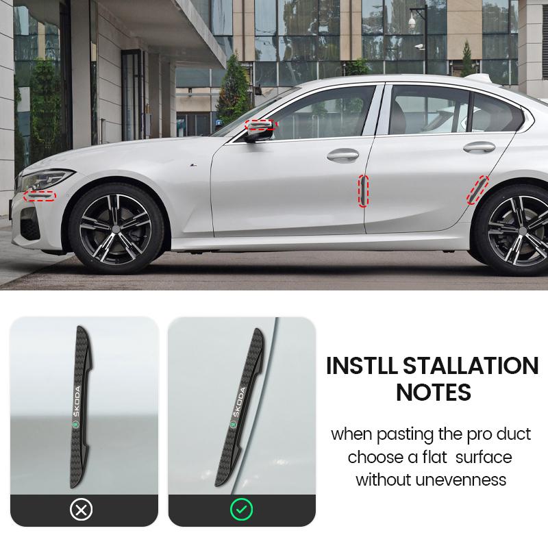 4PCS Car Door Anti-collision Sticker Rearview Mirror Bumper Strip For Skoda Yeti Enyaq Rapid Kodiaq Kamiq Karoq Derivati Vrs