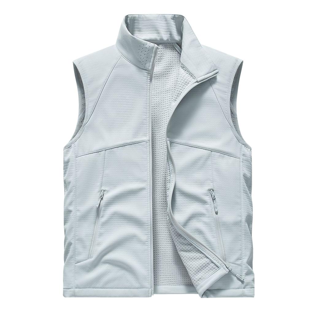 2025 high elastic plaid composite cross grid grain vest men and women with the same outdoor sports and leisure stand-up collar vest