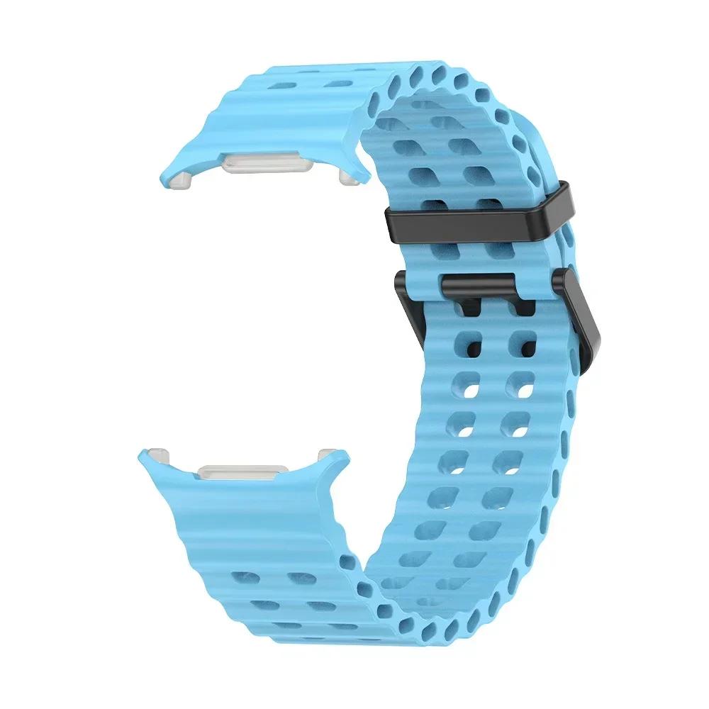 NEW Marine Silicone Strap For Samsung Watch 7 Ultra 47mm Bracelet No Gaps Sport Two-tone Band for Galaxy Ultra Watchband Straps