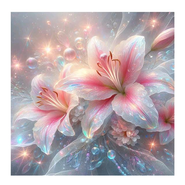 2024 New Diamond Painting Fantasy Pink Lily Full Diamond Mosaic Art Flower Embroidery Cross Stitch Pictures for Home Decoration J3967