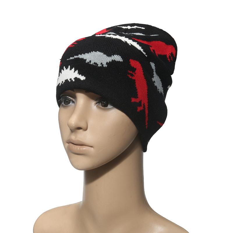 Ebay autumn and winter new knitted hat dinosaur jacquard knitted wool hat Beanie