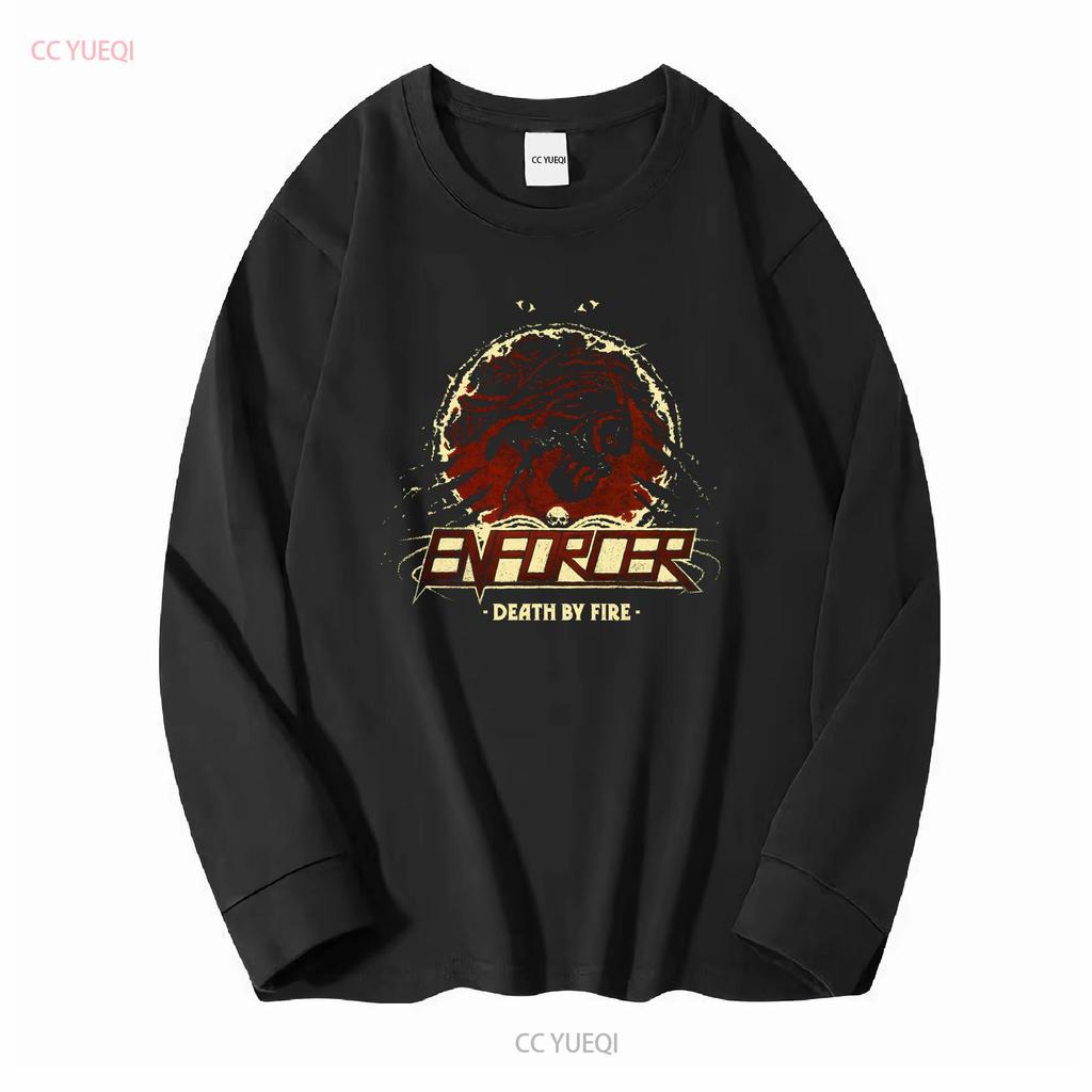 ENFORCER DEATH BY FIRE NEW BLACK T SHIRT long or short sleeves vintage Washed homme Soft Slightly Comfortable Casual Unisex