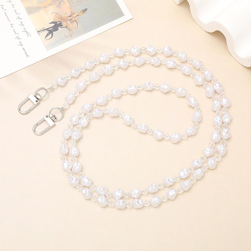 120Cm Bag Chain For Handbag Handles Butterfly Beaded Phone Lanyard Diy Purse Replacement For Shoulder Bag Straps Pearl Belt