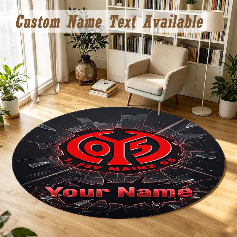 Round Rug Custom NameMainz 05 Pattern Non Slip Carpet Home Floor Decor
