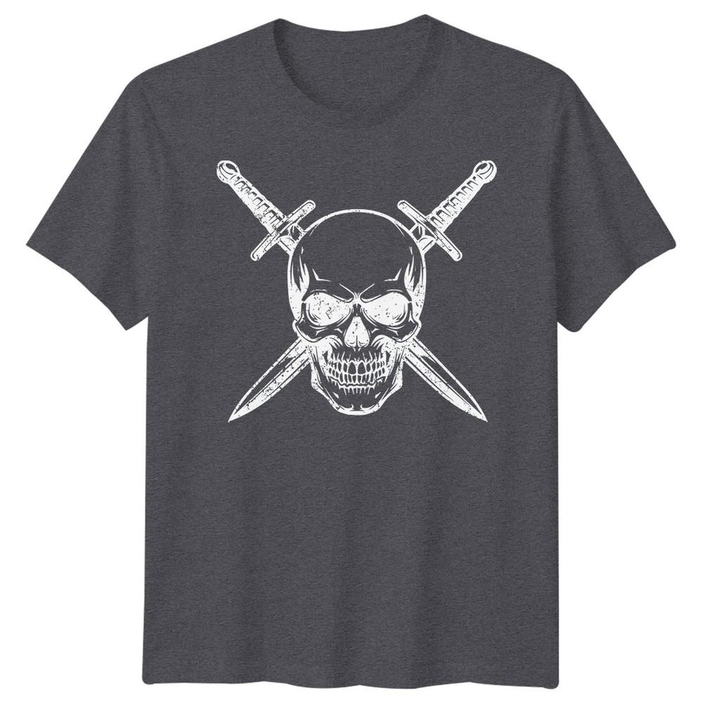 Skull Art Fantasy Unisexs TShirt Crossed Swords Graphic