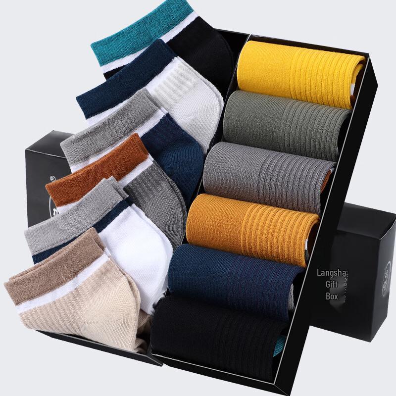 Langsha Men's Summer Pure Cotton No-Show Socks
