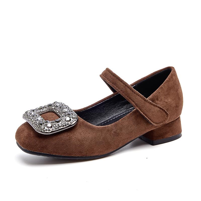 2026New girls high-heeled princess shoes, spring and autumn children s leather shoes to match dresses, little girls Mary Jane square-toed single 25(Insole Length16.7CM