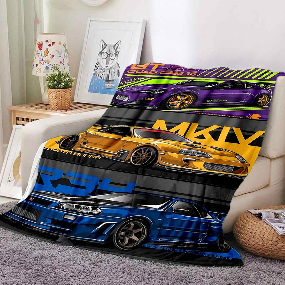 1PC GT, GTR R34 Blanket, Throw For Sofa, Bed, Travel, Camping, Livingroom,