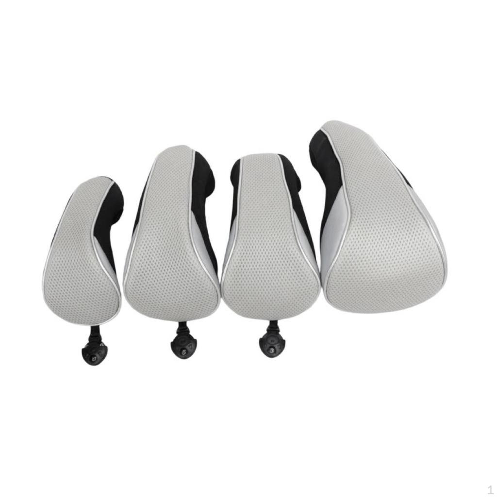 4 Pieces Mesh Golf Headcover Set Scratch Protection Driver Range Wood Hybrid Cover Padded Lining