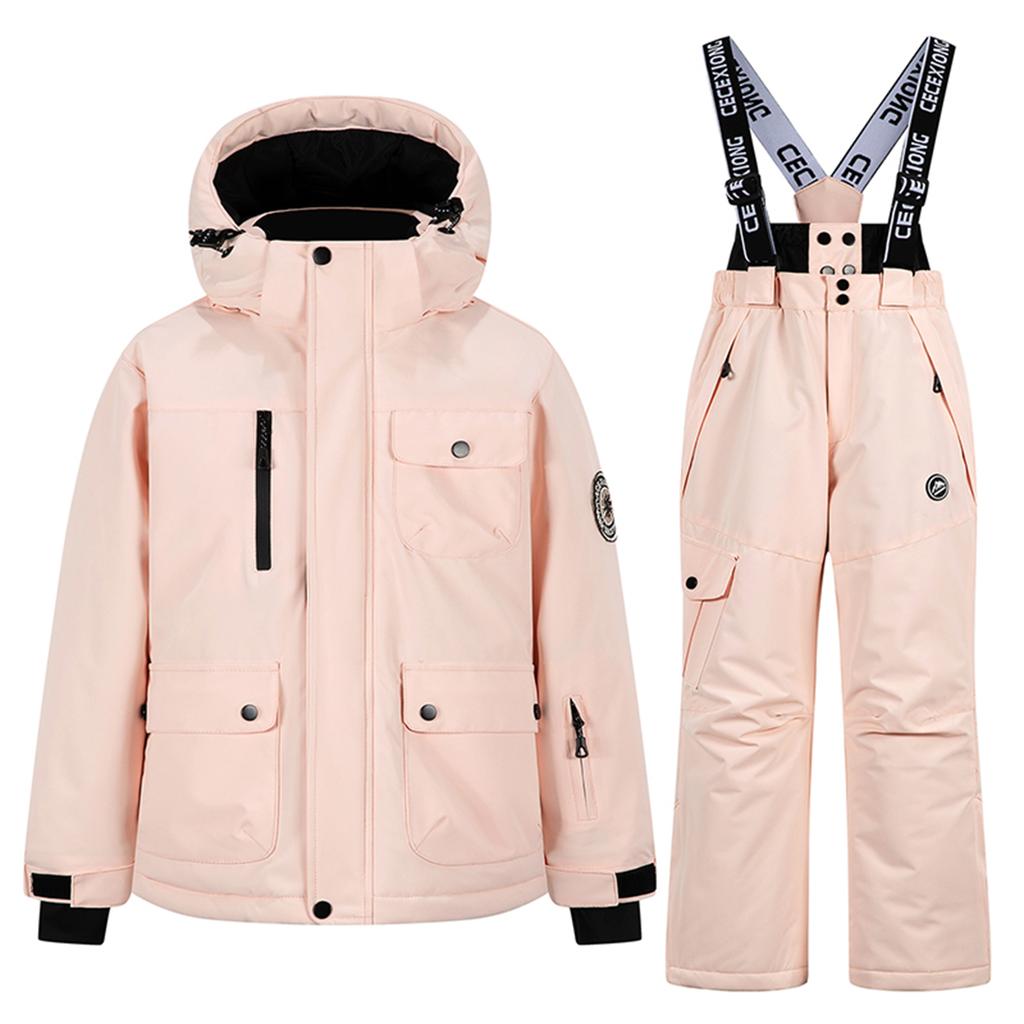 Children's Fashion Skiwear Set Boys' And Girls' Thickened Waterproof Warm Ski Suit Jacket And Trousers Outfit Set