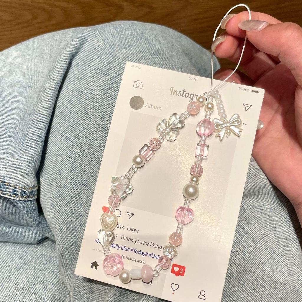 Beaded Phone Lanyard Portable Backpack Keychain Cartoon Key Chain Diy Bracelet Pendant For Fashion Accessories Couples