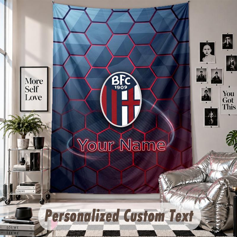 Custom Tapestry Wall Hanging, Bologna FC Personalized Name Text Home Wall Decor