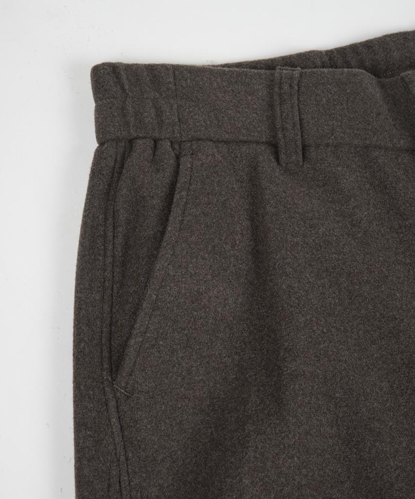 BIRBANTE Wool Blend C.L Fit Elastic Waist Wide Pants - Brown