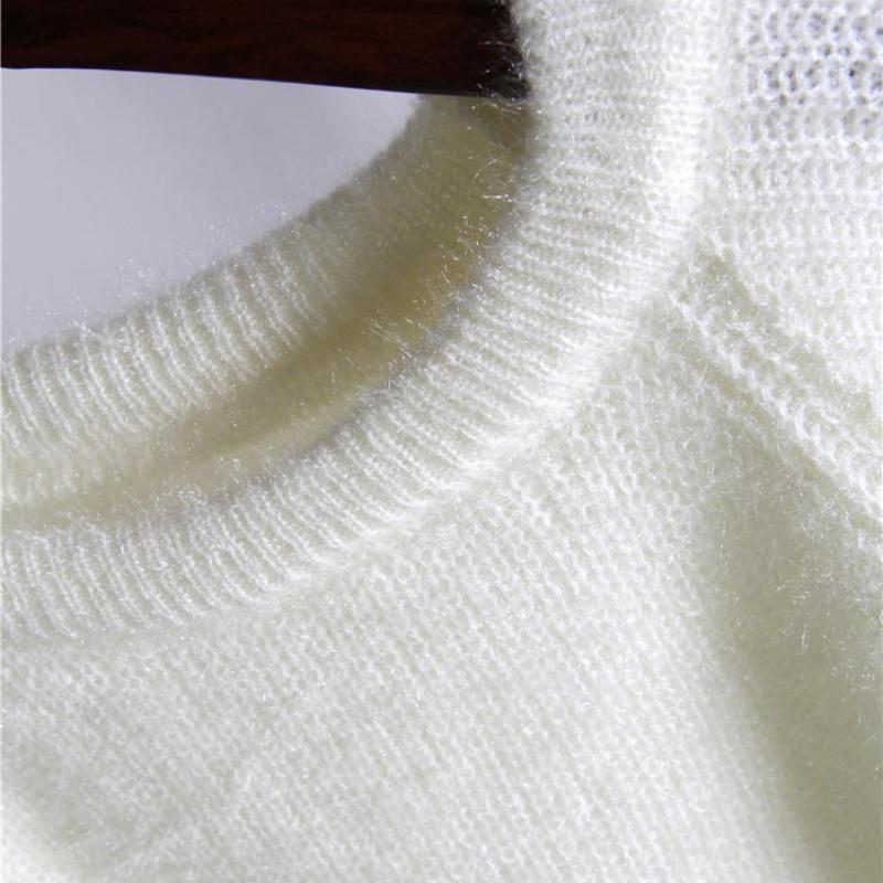 Höst- och vintertröja enfärgad rund hals pullover lös koreansk version stickad tröja dam ytterkläder