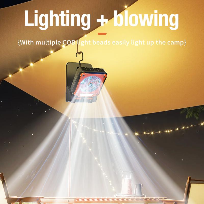 Outdoor camping fan portable USB tent lighting LED multifunctional Amazon camping solar electric fan