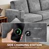 3 Seater Sofa with USB Ports & Cup Holders - Grey