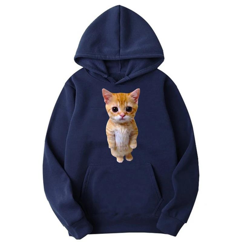2025 Harajuku Style Funny Cat Printed Hoodie Multi-Color Casual Pullover Sweatshirt for  Man Boys Fashion Top for Autumn Moto