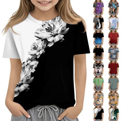 Top tricou cu mânecă scurtă, cu gât rotund, ocazional pentru copii
