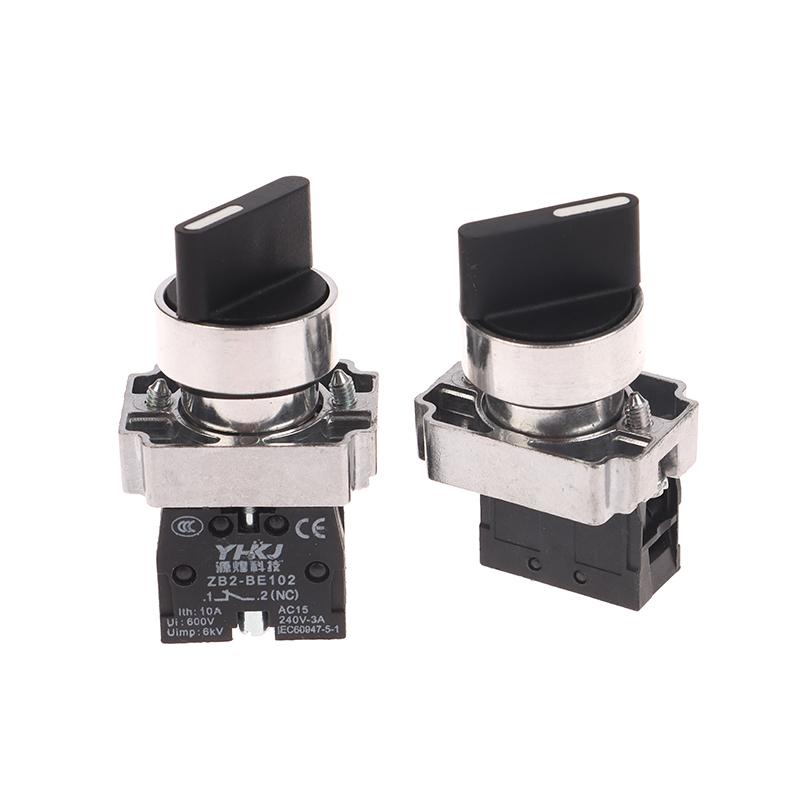 1 Pièce 22Mm Bouton Poussoir Commutateur Rotatif Xb2-Bd25 Bd53 1No1Nc 2No 2/3 Positions Auto-Verrouillage Auto-Réinitialisation Commutateur à Bouton Sélecteur