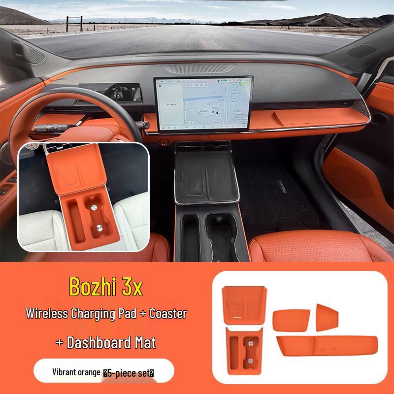 Bozhi 3X Center Console Storage Box & Wireless Charger with Silicone Pad