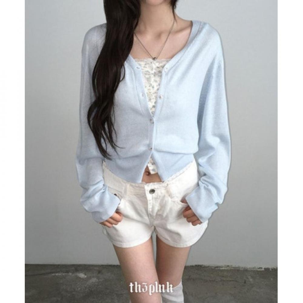 The Pink Loose Fit Summer Cool Round Neck Long Sleeve Cardigan