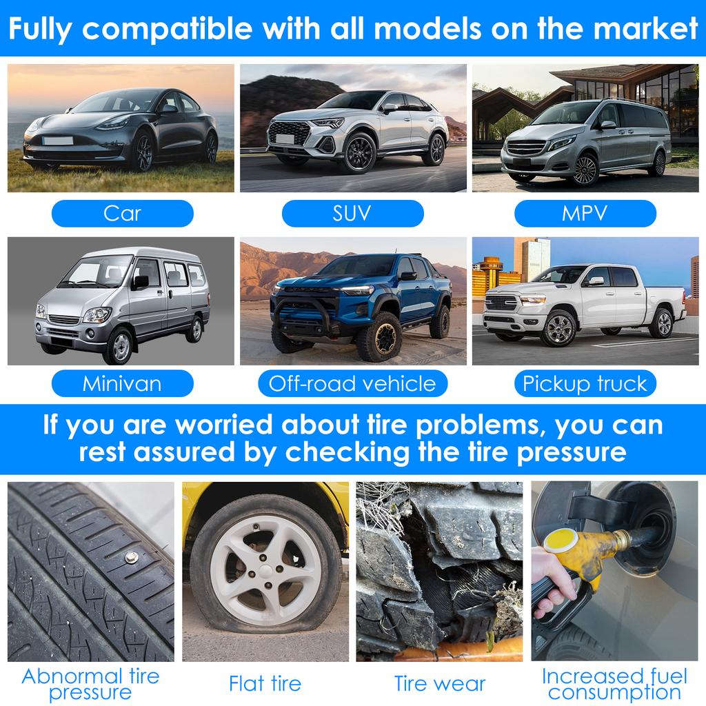 Sistem de monitorizare a presiunii în anvelope TPMS Sistem wireless de monitorizare a presiunii în anvelope în timp real cu 4 senzori externi și 6 moduri de alarmă