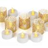 Elegant Set Of 12 Led Electronic Candles With Pvc Hollow Pattern For Weddings And Parties
