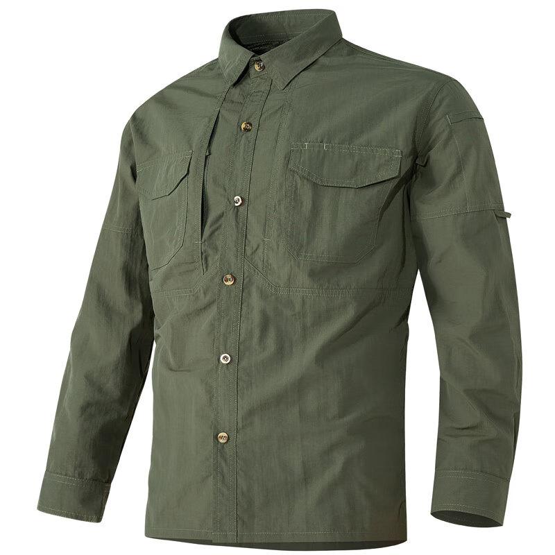 Lente Herfst Overhemden Mannen Werk Lange Mouw Buiten Strijd Multi-pocket Sneldrogend Cargo Lange Mouw Overhemden