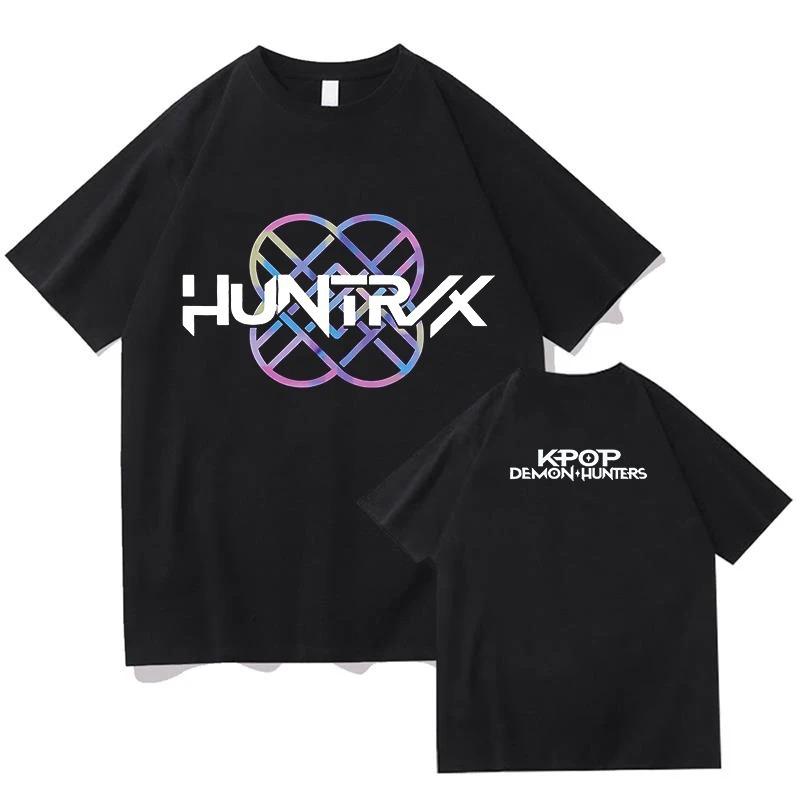 Mens Summer Tshirt Kpop Demon Hunter Tiger and Demon Print Summer Fashion Casual Style Cotton Harajuku Street Style Unisex S