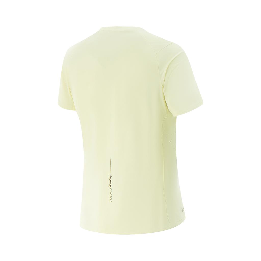 Li Ning Fitness Series Solid Color Comfortable Simple Round Neck Breathable Short Sleeve T-Shirt Women Tops Ether-Yellow ATSV560-2
