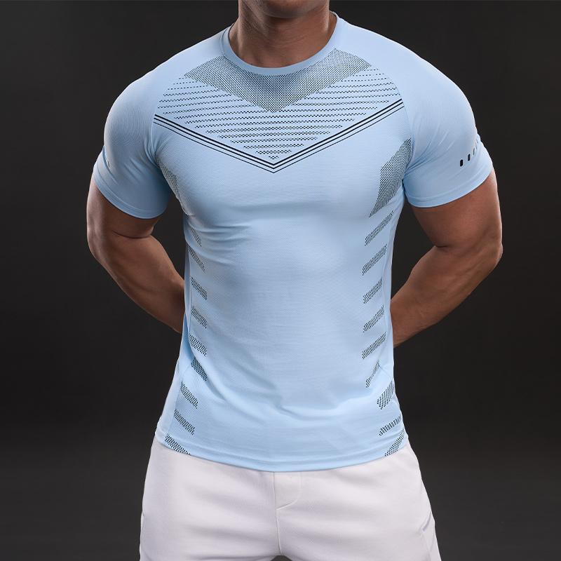 Summer New American Style Casual Short-sleeved T-shirt Fashionable Sports Slim Elastic Fitness Outdoor T-shirt