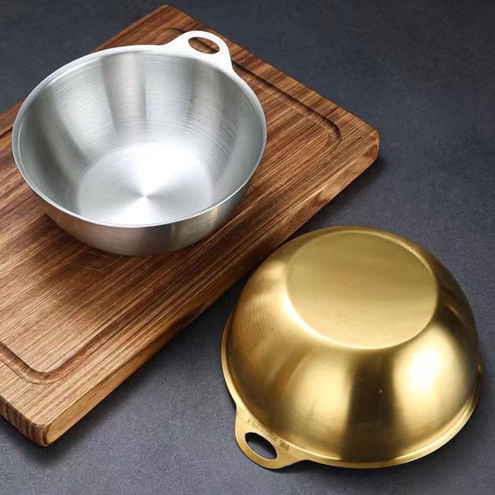 Gold/Silver Stainless Steel Salad Bowl Large Capacity Food Container Soup Bowl  Salad Serving