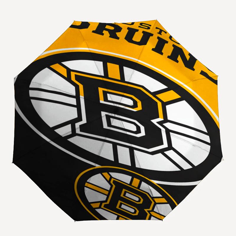 Boston Bruins Beach Towel Print Automatic Umbrella, 8 Rib Iron Frame, Plastic Handle, Suitable for Outdoor Travel &Daily , Ideal Gift