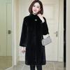 Autumn and winter new imitation mink velvet imitation fur coat women's medium and long stand-up collar imitation mink coat loose and thin