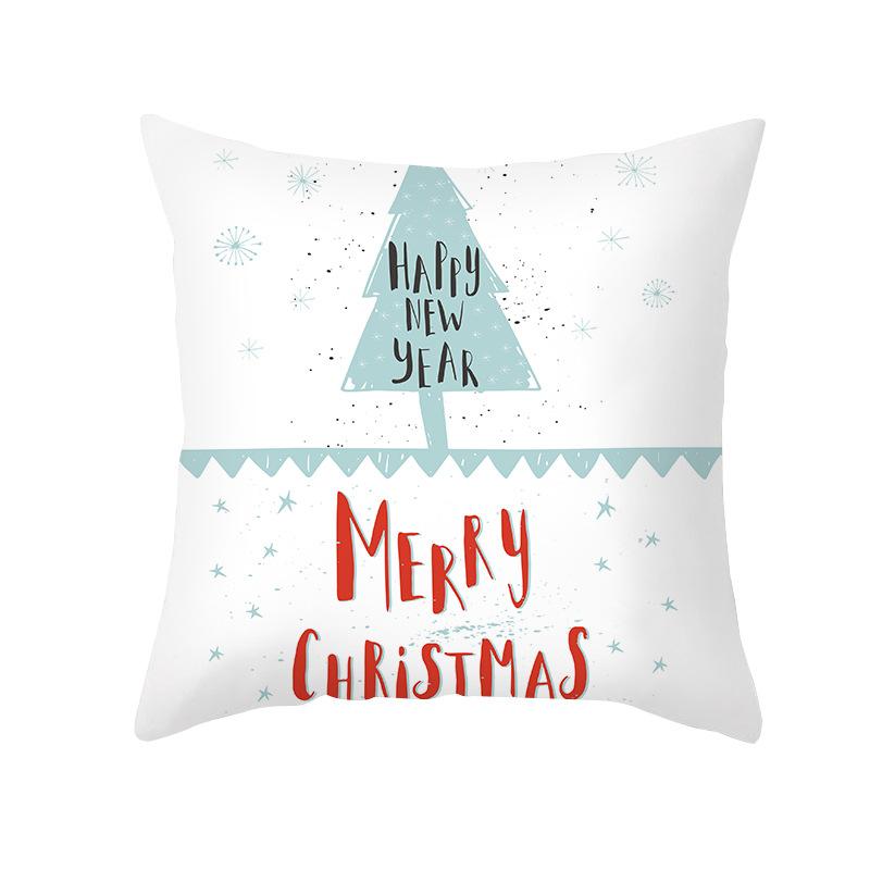 Nordic Style Christmas Pillow Cover Cartoon Print Santa Claus Cushion Cover Sofa Peach Skin Pillow Cover