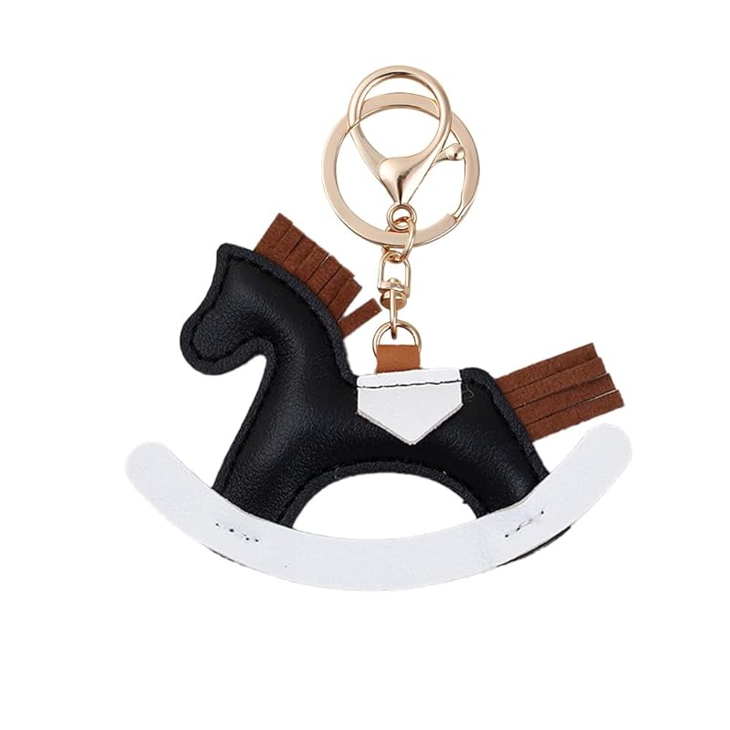 

[Z mura] horse horse key ring cute leather leather backpack bag decoration charm simple pair present strap color horse Valentine (black)