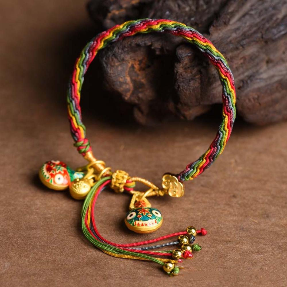Colorful Devouring Gold Beast Bracelet Line Pray for Blessings Hand Strap Colorful Woven Rope  Gift