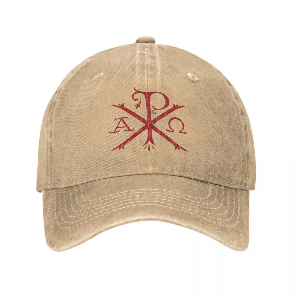 Chi Rho And Alpha Omega Orthodox Baseball Cap Retro Distressed Denim Sun Cap Unisex Style Outdoor Summer Caps Hat