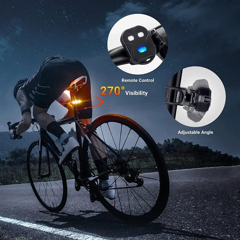 Bike Tail Light with Turn Signals Wireless Remote Control Bicycle Rear Light Back USB Rechargeable Warning Cycling Assessoires