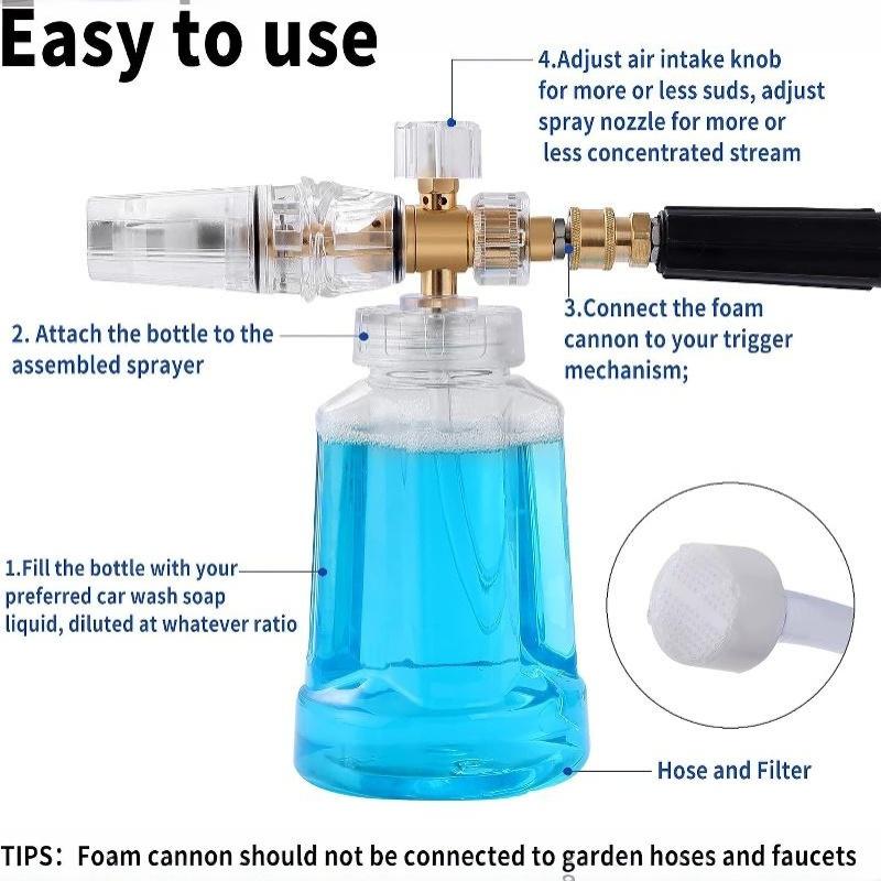 Foam Cannon For Pressure Washer, Foam Cannon With 1/4 Inch Quick Connector, Soap Dispenser Forwashing With Adjustable Thick Foam