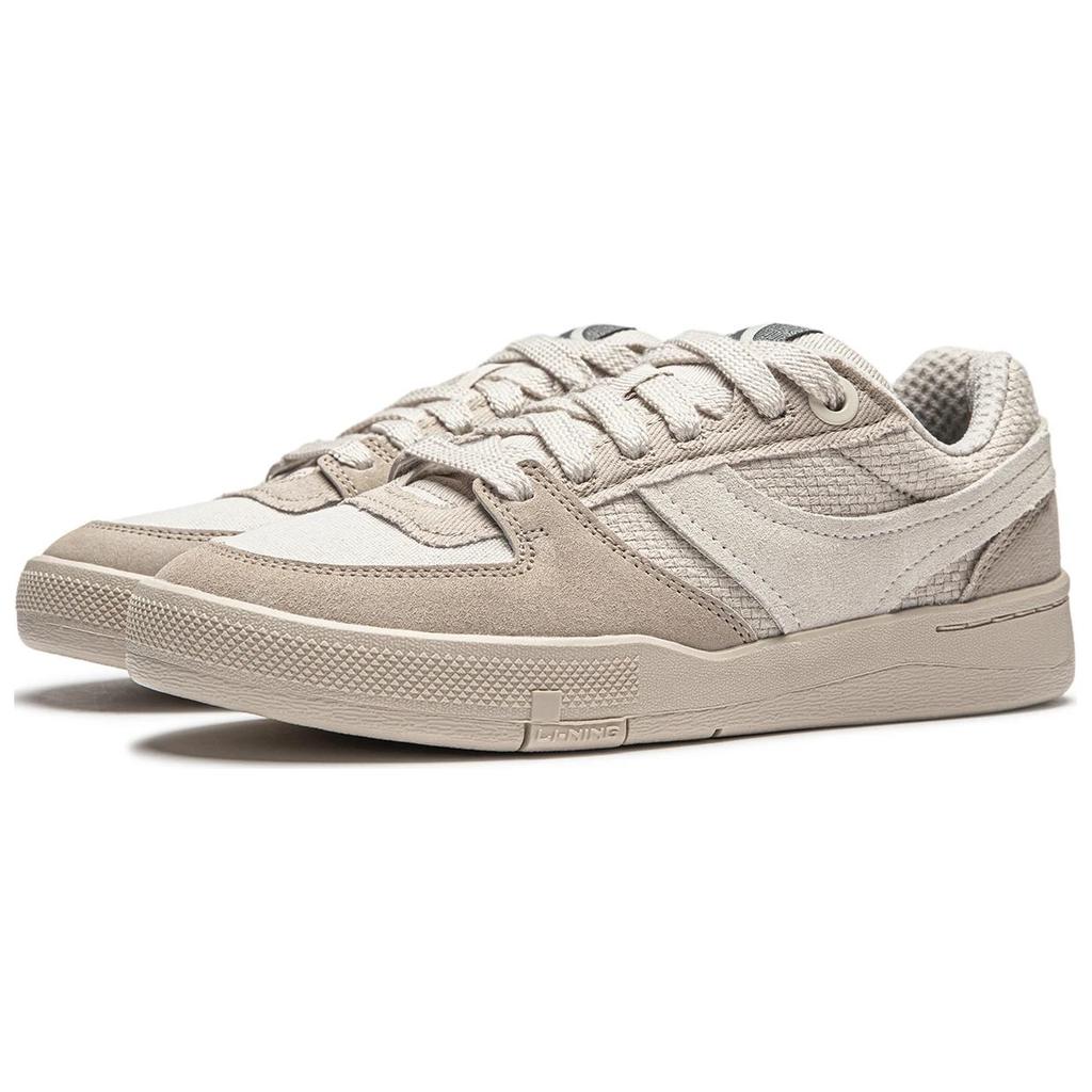Li Ning Zheng Rong 92S Comfortable Simple Non-Slip Lightweight Low-Top Skate Shoes Women Sneakers Beige AEPU024-1