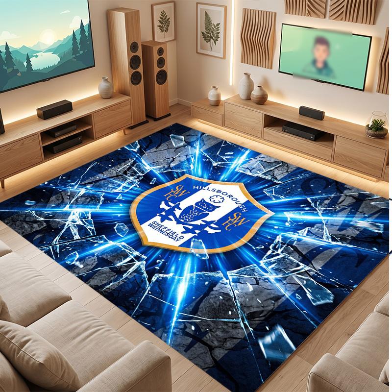 Tappeto in Cristallo di Velluto con Stampa del Sheffield Wednesday Football, Comodo Assorbente d'Acqua Antiscivolo per Pavimenti Interni