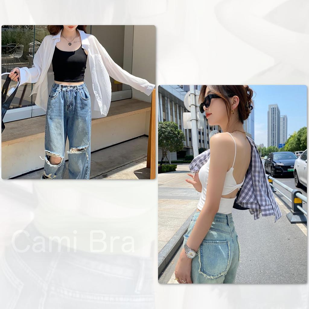 Bubu Ohana Cami Bra with Cross Back Cropped Integrated and Stretch Fabric for and Winter Women's Design, Length, Cups, Wireless, Spring, Summer, Fall,