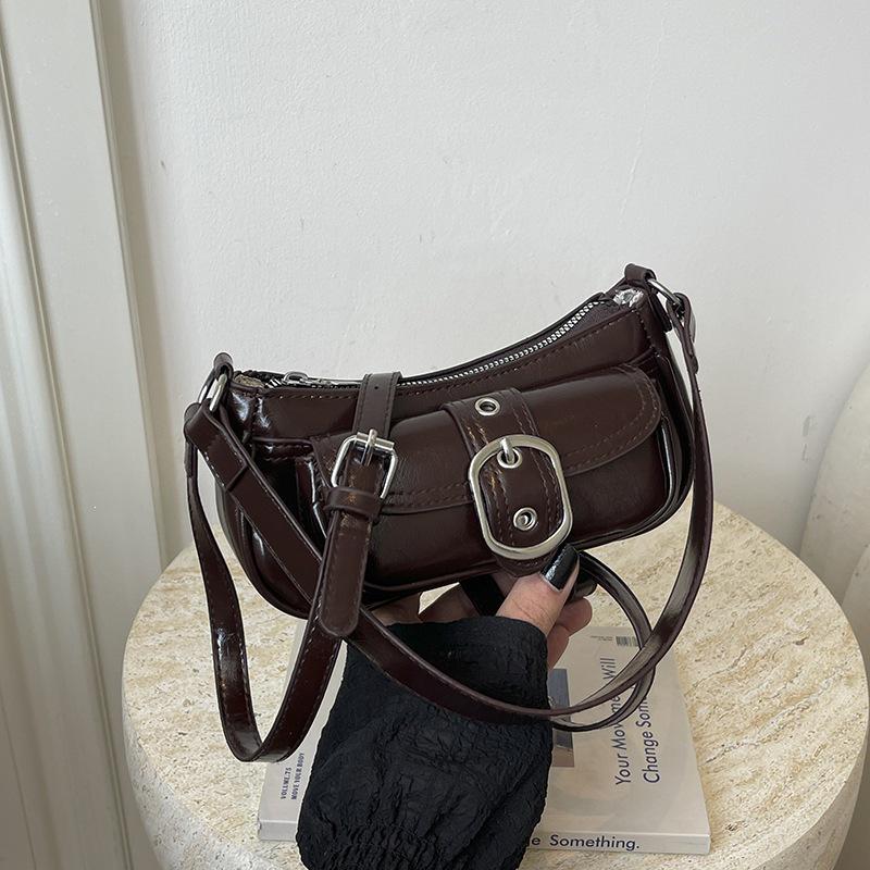 Korean Retro Light Luxury Baguette Shoulder Bag - Large Capacity, Simple Commute Style