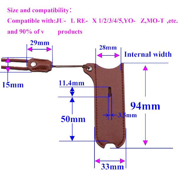 PU Leather Case Lanyard Necklace case for J-U-UL/R-E-LX/MO-TI/YO-OZ Or Similar Sized Lanyard Leather Pen Cover